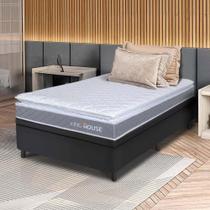 Conjunto Box Baú Preto Durban Cinza Espuma D28 Solteiro 96x203x64 - King House