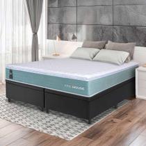 Conjunto Box Baú Preto Lagos Verde Molas Ensacadas King 193x203x73 - King House