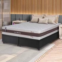 Conjunto Box Baú Preto Mali Bege Molas Ensacadas Queen 158x198x77 - King House