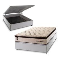 Conjunto Box Baú Quartzo Bege 138x188x78 c/ Molas Ensacadas