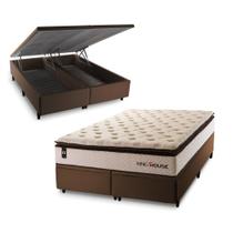 Conjunto Box Baú Quartzo Bege 158x198x78 c/ Molas Ensacadas Conjunto Box Baú Quartzo Bege 158x198x78 c/ Molas Ensacadas