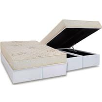 Conjunto Box Baú Queen: Colchão Espuma Luckspuma D45 Gran Luck Floral Pró Saúde + Base CRC Courano White (158x198)
