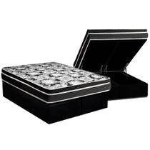 Conjunto Box Baú Queen: Colchão Espuma Luckspuma D45 Gran Luck Pro + Base CRC Suede Black(158x198)