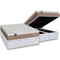 Conjunto Box Baú Queen: Colchão Espuma Orthoflex Molas Ensacadas MasterPocket Sensitive + Base CRC Courano White(158x198)
