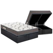 Conjunto Box Baú Queen: Colchão Espuma Ortobom D33 Light Saúde + Base CRC Suede Gray(158x198)