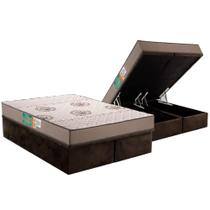 Conjunto Box Baú Queen: Colchão Espuma Polar D33 Pérola Clean + Base CRC Suede Brown (158x198)