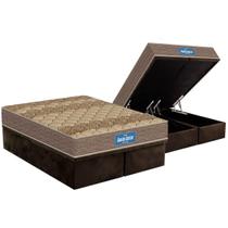Conjunto Box Baú Queen: Colchão Espuma Probel D33 Guarda Costas Brown + Base CRC Suede Brown(158x198)