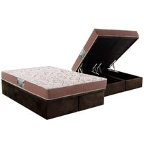 Conjunto Box Baú Queen: Colchão Molas Herval Compact AG 65 / Durabilli Bordado Double Side + Base CRC Suede Brown (158x198) Conjunto Box Baú Queen: Colchão Molas Herval Compact AG 65 / Durabilli Bordado Double Side + Base CRC Suede Brown (158x198)