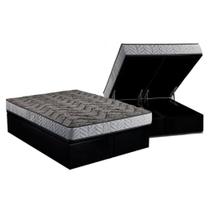 Conjunto Box Baú Queen: Colchão Molas Paropas Compact AG 65 / D28 Royalle Rústico Prata + Base CRC Suede Black (158x198)
