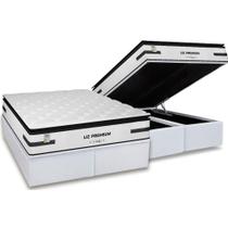 Conjunto Box Baú Queen: Colchão Molas Plumatex Ensacadas Liz Premium D33 + Base CRC Courano White (158x198)