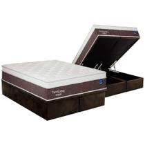 Conjunto Box Baú Queen: Colchão Molas Plumatex Superlastic DuroSpring + Base CRC Suede Brown(158x198)
