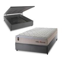 Conjunto Box Baú Roma Bege 138x188x78 c/ Molas Ensacadas