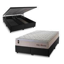 Conjunto Box Baú Roma Bege 193x203x78 c/ Molas Ensacadas