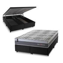 Conjunto Box Baú Sheffield Cinza 158x198x72 c/ Molas Ensacadas