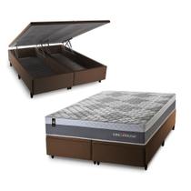 Conjunto Box Baú Sheffield Cinza 193x203x72 c/ Molas Ensacadas