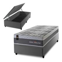 Conjunto Box Baú Sheffield Cinza 88x188x72 c/ Molas Ensacadas