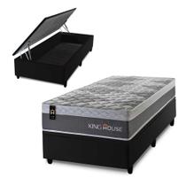 Conjunto Box Baú Sheffield Cinza 96x203x72 c/ Molas Ensacadas