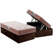 Conjunto Box Baú Solteiro: Colchão Espuma Herval Compact AG 65 / Durabilli Bordado Double Side + Base CRC Suede Brown (88x188) Conjunto Box Baú Solteiro: Colchão Espuma Herval Compact AG 65 / Durabilli Bordado Double Side + Base CRC Suede Brown (88x188)