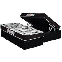 Conjunto Box Baú Solteiro: Colchão Espuma Luckspuma D33 Supreme Pró Saúde Black + Base CRC Suede Black(88x188)