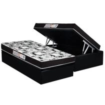 Conjunto Box Baú Solteiro: Colchão Espuma Luckspuma D33 Supreme Pró Saúde Black + Base CRC Suede Black (88x188)