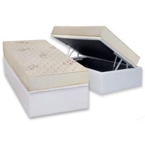 Conjunto Box Baú Solteiro: Colchão Espuma Luckspuma D45 Gran Luck Floral Pró Saúde + Base CRC Courano White (88x188)