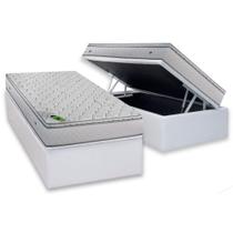 Conjunto Box Baú Solteiro: Colchão Espuma Luckspuma MasterPocket Luck Spring + Base CRC Courano White(88x188)