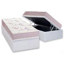 Conjunto Box Baú Solteiro: Colchão Espuma Ortobom D20 Physical Resistente Bordado + Base CRC Courano White(88x188)