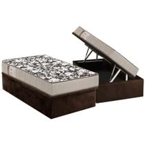 Conjunto Box Baú Solteiro: Colchão Espuma Ortobom D26 Physical Ultra Resistente + Base CRC Suede Brown(88x188)