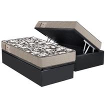 Conjunto Box Baú Solteiro: Colchão Espuma Ortobom D26 Physical Ultra Resistente + Base CRC Suede Gray(88x188)