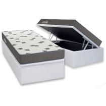 Conjunto Box Baú Solteiro: Colchão Espuma Ortobom D33 Light Saúde + Base CRC Courano White (88x188)