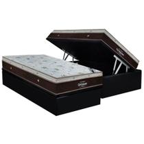Conjunto Box Baú Solteiro: Colchão Espuma Ortobom SuperPocket Sleep King + Base CRC Suede Black(88x188)