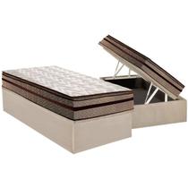 Conjunto Box Baú Solteiro: Colchão Espuma Paropas D28 / Anatômico Orthomedic Gold Plus Rústico Clean + Base CRC Suede Clean (88x188)