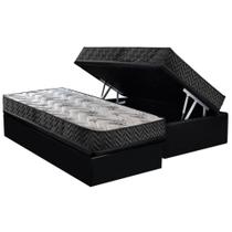 Conjunto Box Baú Solteiro: Colchão Espuma Paropas D45 Pasquale Wave Black + Base CRC Suede Black (88x188)