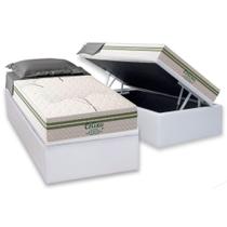 Conjunto Box Baú Solteiro: Colchão Espuma Paropas Molas Ensacadas Coliseu + Base CRC Suede White (88x188)