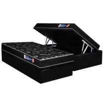 Conjunto Box Baú Solteiro: Colchão Espuma Plumatex D28 IsoPluma Vip + Base CRC Suede Black(88x188)
