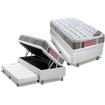 Conjunto Box Baú Solteiro: Colchão Molas Castor Pocket Light Stress + Base CRC Courano Branco(88x188)