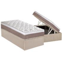 Conjunto Box Baú Solteiro: Colchão Molas Herval Ensacadas C1624 + Base CRC Suede Clean (88x188)