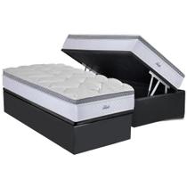 Conjunto Box Baú Solteiro: Colchão Molas Herval MasterPocket Ensacadas Toledo + Base CRC Suede Gray(88x188)