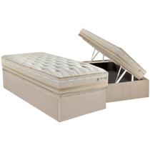 Conjunto Box Baú Solteiro: Colchão Molas Herval Maxspring C1626 + Base CRC Suede Clean (88x188)