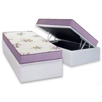 Conjunto Box Baú Solteiro: Colchão Molas Ortobom D23 Physical Super Resistente Bordado + Base CRC Courano White (88x188)