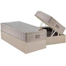 Conjunto Box Baú Solteiro: Colchão Molas Ortobom Ortobom Ensacadas Fort Airtech + Base CRC Suede Clean (88x188)