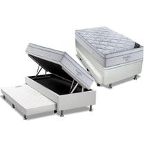 Conjunto Box Baú Solteiro: Colchão Molas Ortobom SuperPocket Freedom Visco + Base CRC Courano Branco(88x188) Conjunto Box Baú Solteiro: Colchão Molas Ortobom SuperPocket Freedom Visco + Base CRC Courano Branco(88x188)