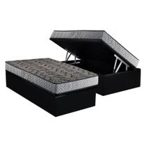 Conjunto Box Baú Solteiro: Colchão Molas Paropas Compact AG 65 / D28 Royalle Rústico Prata + Base CRC Suede Black (88x188)
