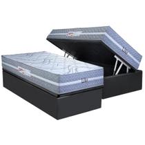 Conjunto Box Baú Solteiro: Colchão Molas Paropas Ensacadas Like + Base CRC Suede Gray (88x188)