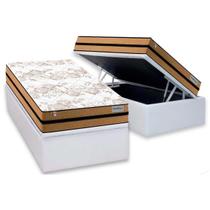 Conjunto Box Baú Solteiro: Colchão Molas Plumatex MasterPocket Ensacadas Smart Milano + Base CRC Courano White(88x188)