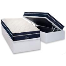 Conjunto Box Baú Solteiro: Colchão Molas Polar Ensacadas Garnet + Base CRC Courano White (88x188)
