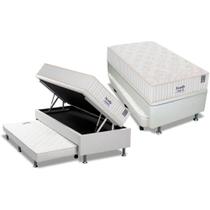 Conjunto Box Baú Solteiro: Colchão Molas Sealy Ensacadas Miami + Base CRC Courano Branco (88x188)