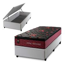 Conjunto Box Baú Toronto Preto 96x203x73 c/ Molas Ensacadas