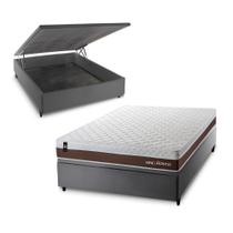 Conjunto Box Baú Venice Marrom 138x188x67 c/ Molas Ensacadas