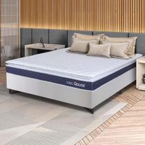 Conjunto Box Branco Durban Azul Espuma D28 Casal 138x188x57 - King House Conjunto Box Branco Durban Azul Espuma D28 Casal 138x188x57 - King House